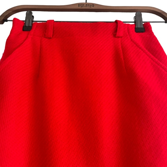 Vintage Hobnobber Red Mini Wool Blend Slash Pocket Women's Skirt Size 4 - Picture 3 of 9